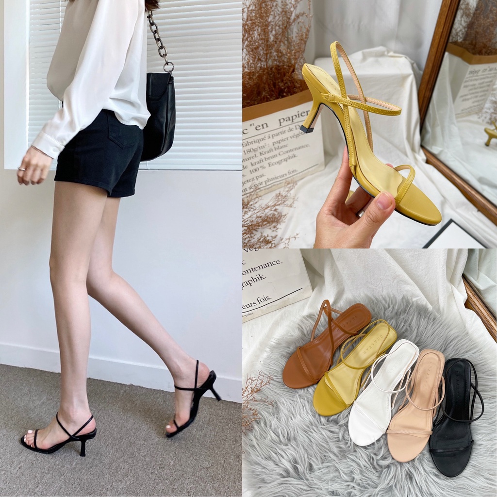 Giày Sandal Nữ ChAANKAN 2 Dây Mảnh Sườn Cao 7p VNXK
