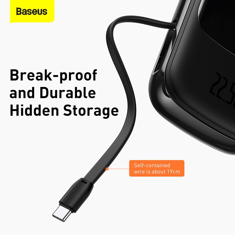 Baseus 20000mAh PD Fast Charging Portable Powerbank Built in Cables For Phone