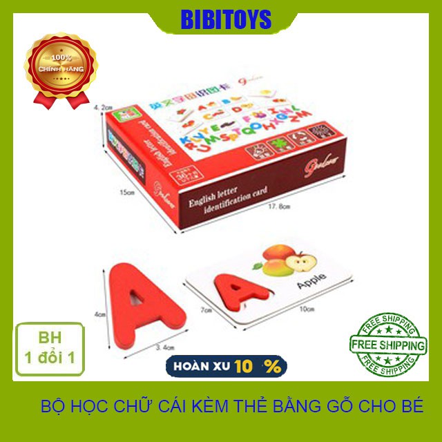 [THẺ HỌC THÔNG MINH] Bộ học chữ cái kèm thẻ cho bé bằng gỗ