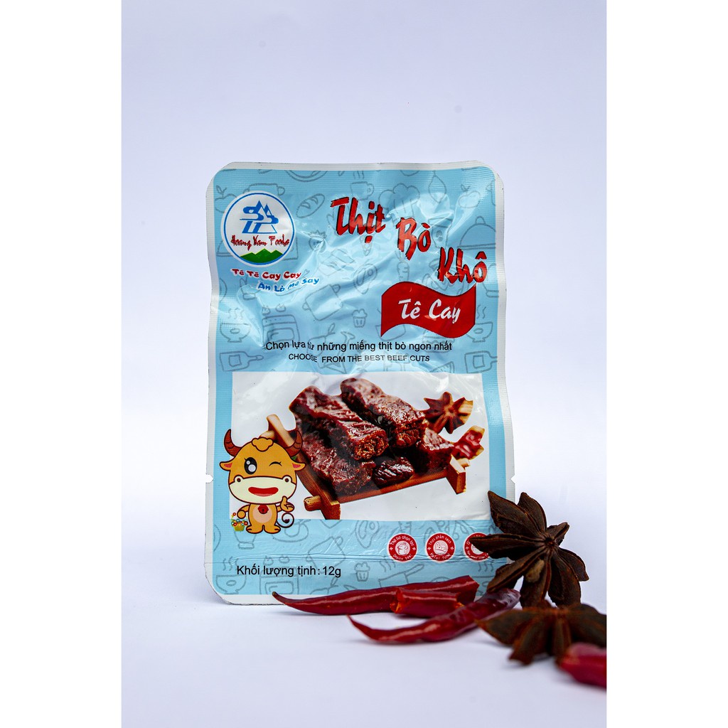 Bò Khô Vị Tê Cay Ăn Liền Gói 12gram, Gói Nhỏ Tiện Dụng Ăn Ngay Sau Khỉ Mở Hương Vị Thơm Ngon