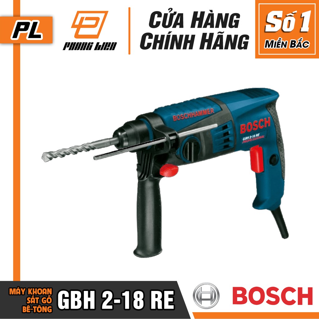 Máy Khoan Búa Bosch GBH 2-18 RE (18MM-550W) - Chuyên Khoan Bê Tông - Hàng Chính Hãng