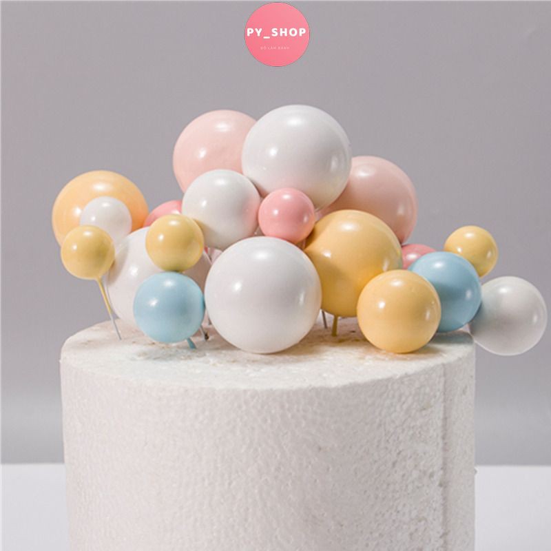 Túi 40 viên bi nhựa đủ size trang trí bánh kem, phụ kiện trang trí bánh
