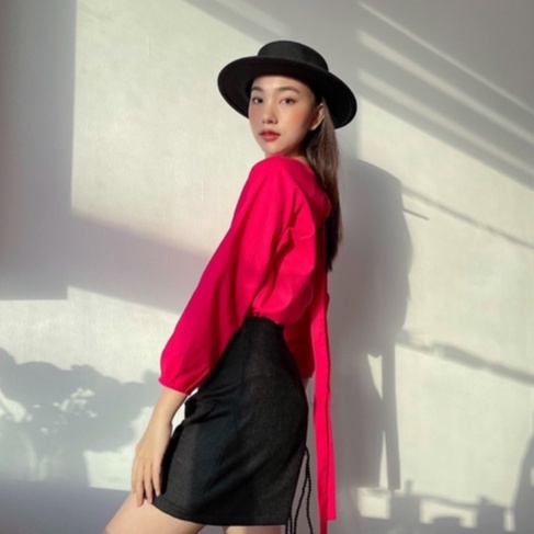 Nosbyn - Áo Nữ Cổ Tròn Tay Dài Phồng