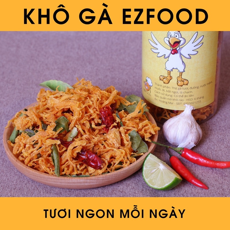 Khô gà lá chanh xé cay EZFoods 300g đồ ăn vặt Hà Nội vừa ngon vừa rẻ | BigBuy360 - bigbuy360.vn
