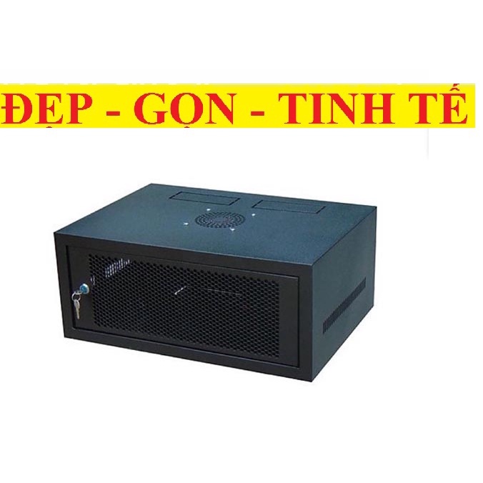 Tủ rack 4U sâu 400 treo tường - Tủ mạng 4U sâu 400,treo tường,màu trắng - Tủ Rack Sài Gòn - MÀU ĐEN