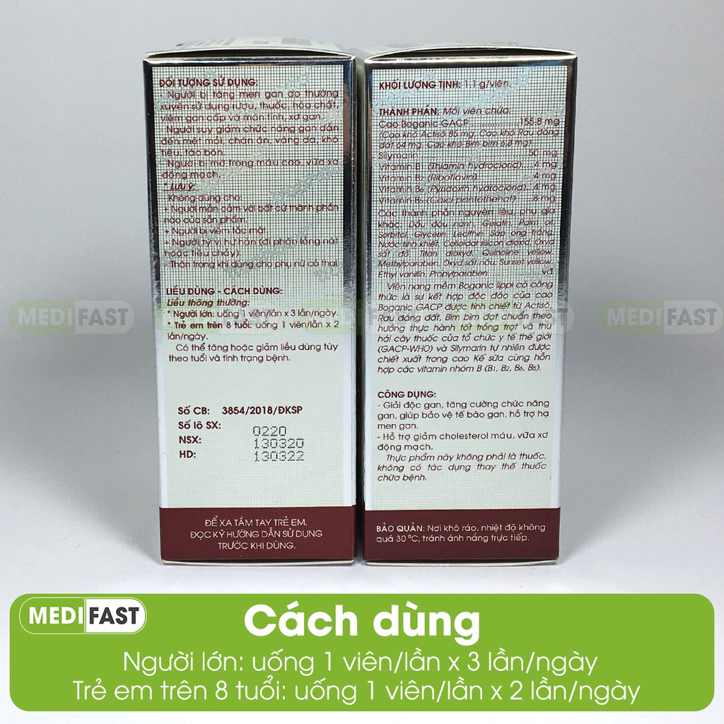 Boganic Lippi - giải độc gan, hạ mỡ máu - bảo vệ gan Hộp 30 viên - Chính hãng Traphaco