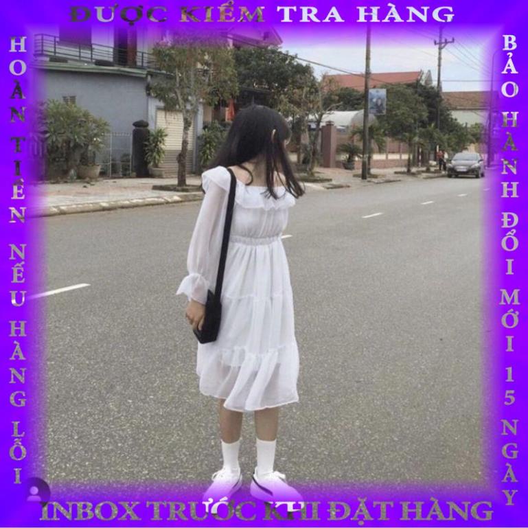 Đầm maxi, váy trắng nữ dài tay dự tiệc,kiểu trễ vai Hàn Quốc Xinh ĐẸP HD1