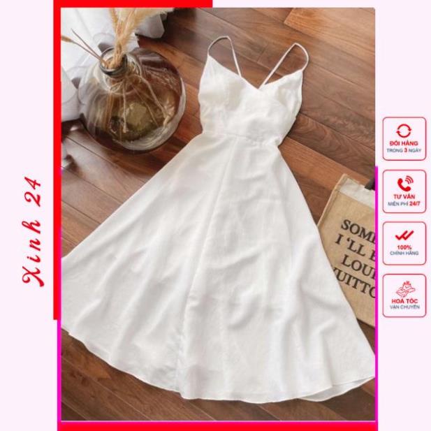 Đầm váy maxi trắng nơ sau đi tiệc - đi biển (kèm hình thật) | BigBuy360 - bigbuy360.vn