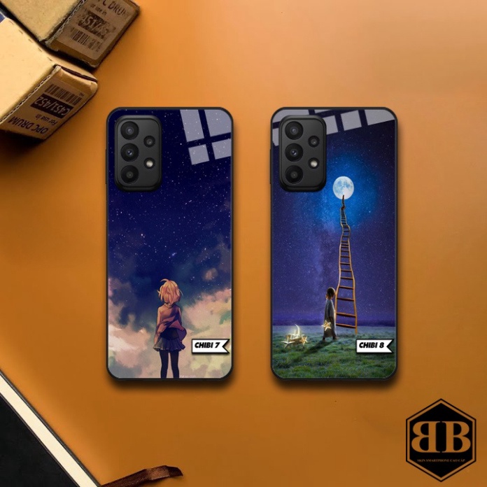 Ốp lưng kính cường lực Samsung Galaxy A23 hình chibi