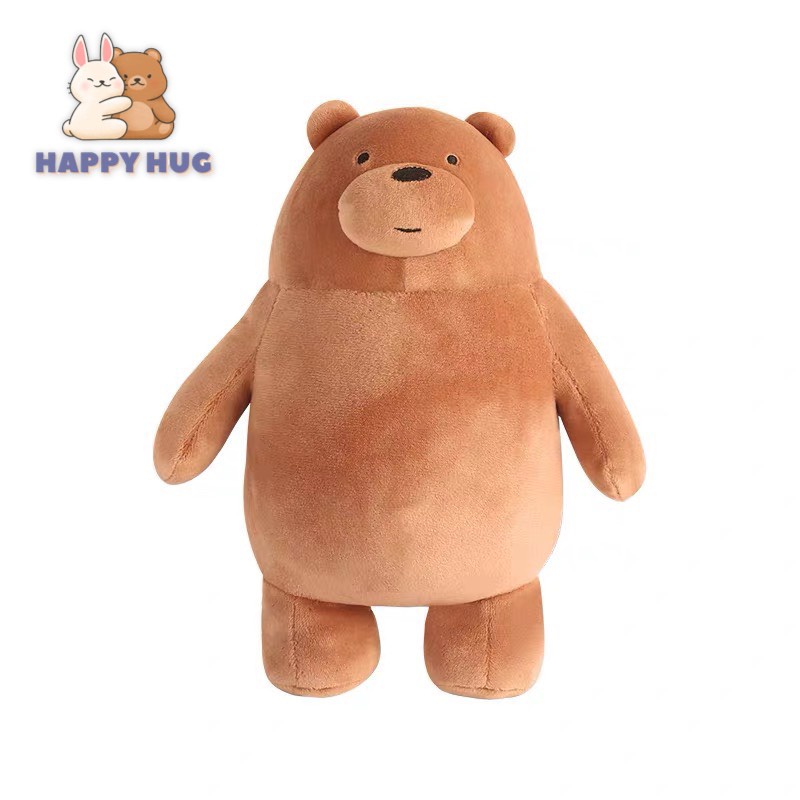 Bộ 3 gấu bông We Bare Bears Size 20/28cm nằm siêu dễ thương vỏ lông nhung mịn, nhồi gòn cao cấp - Happy Hug