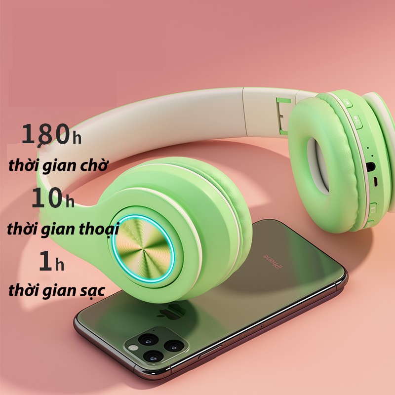 tai nghe Bluetooth headphone chụp tai không dây có mic gaming  ko dây Android laptop pc #11