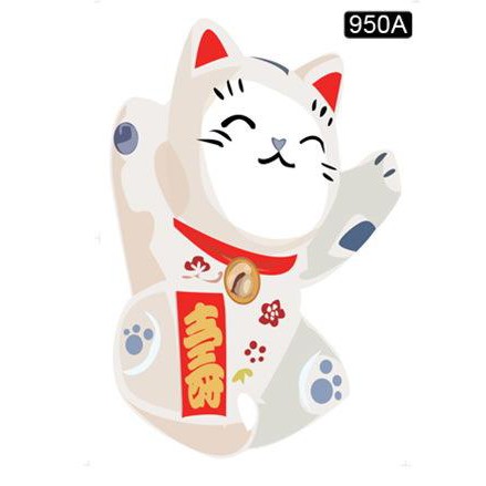 Decal dán tường Mèo Thần Tài Sứ Mèo May Mắn Maneki Neko AY950ABCD