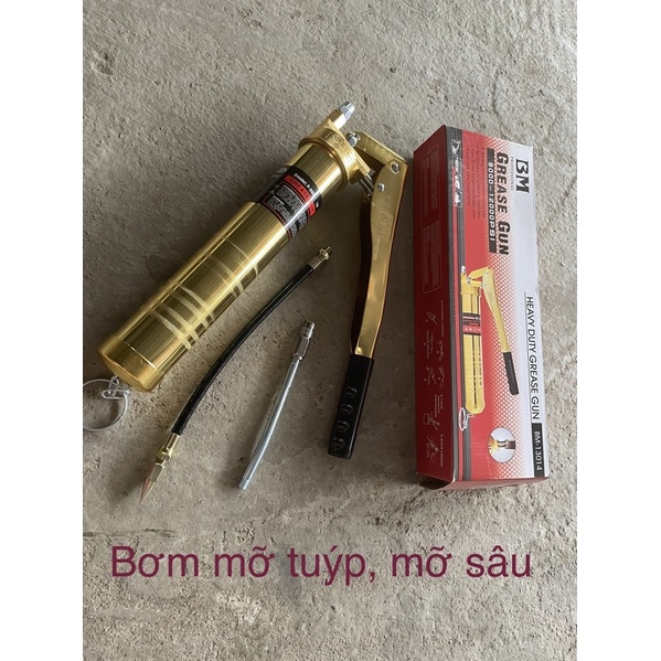 Bơm mỡ bò 2 ty 900cc, bơm mỡ tuýp, mỡ sâu