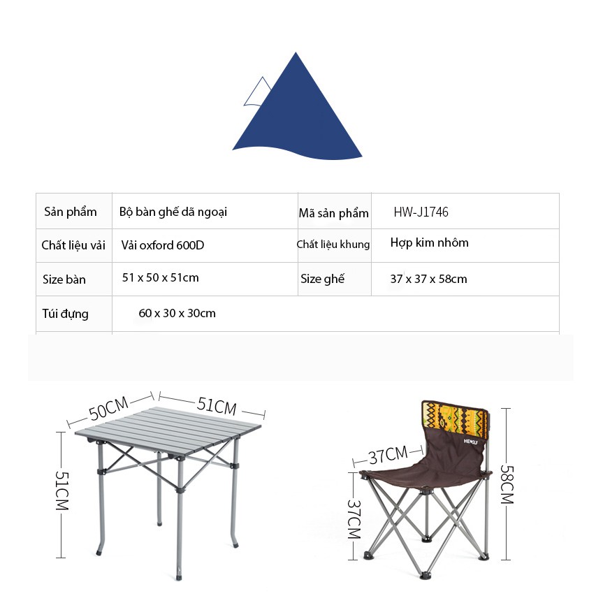 Bộ bàn ghế dã ngoại, bàn ghế du lịch gấp gọn. Hewolf-1746 | BigBuy360 - bigbuy360.vn