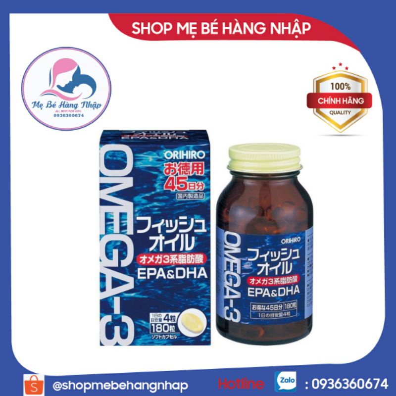 Viên uống Dầu cá Omega 3 Orihiro hộp 180 viên