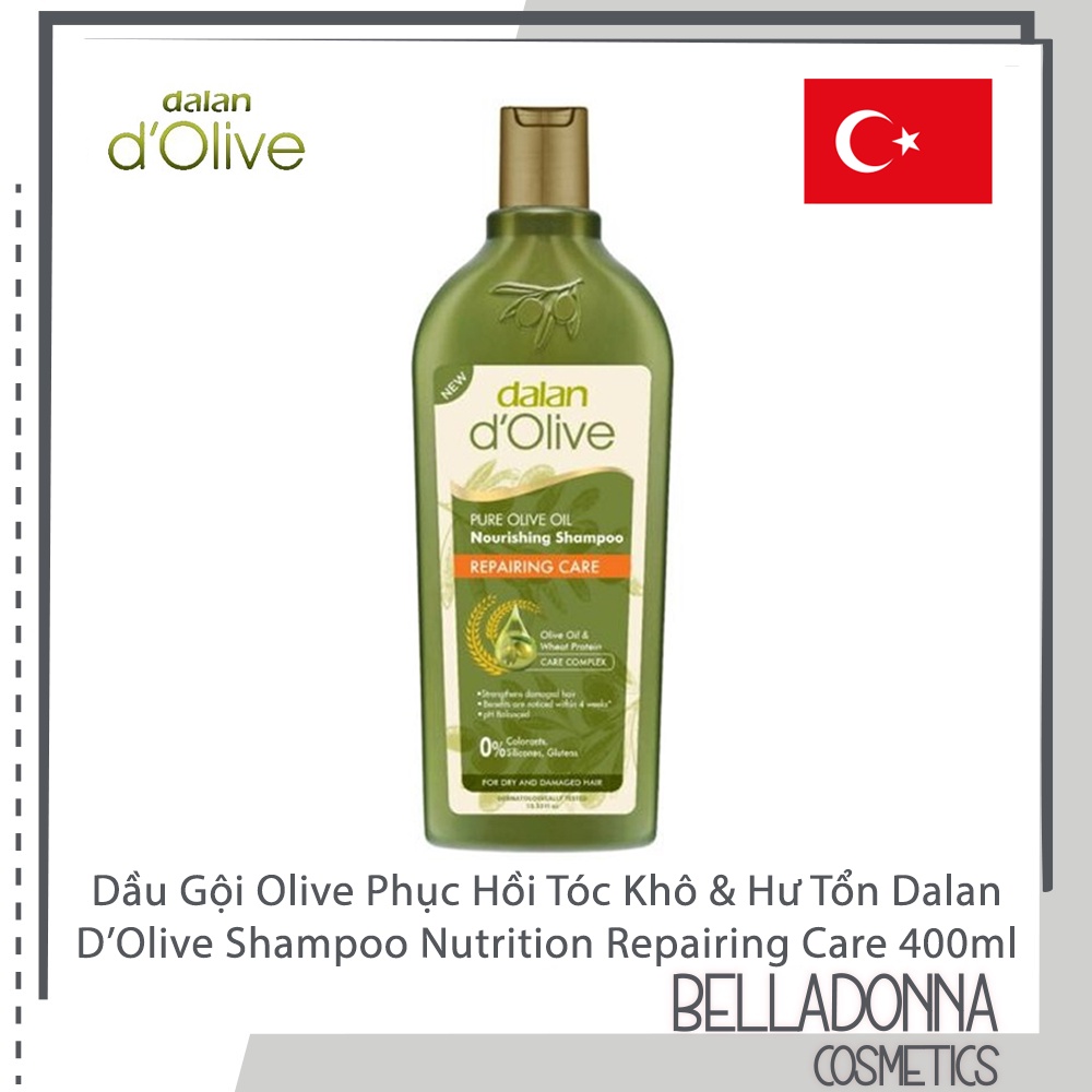 Dầu Gội Olive Phục Hồi Tóc Khô &amp; Hư Tổn Dalan D'Olive Shampoo Nutrition Repairing Care 400ml