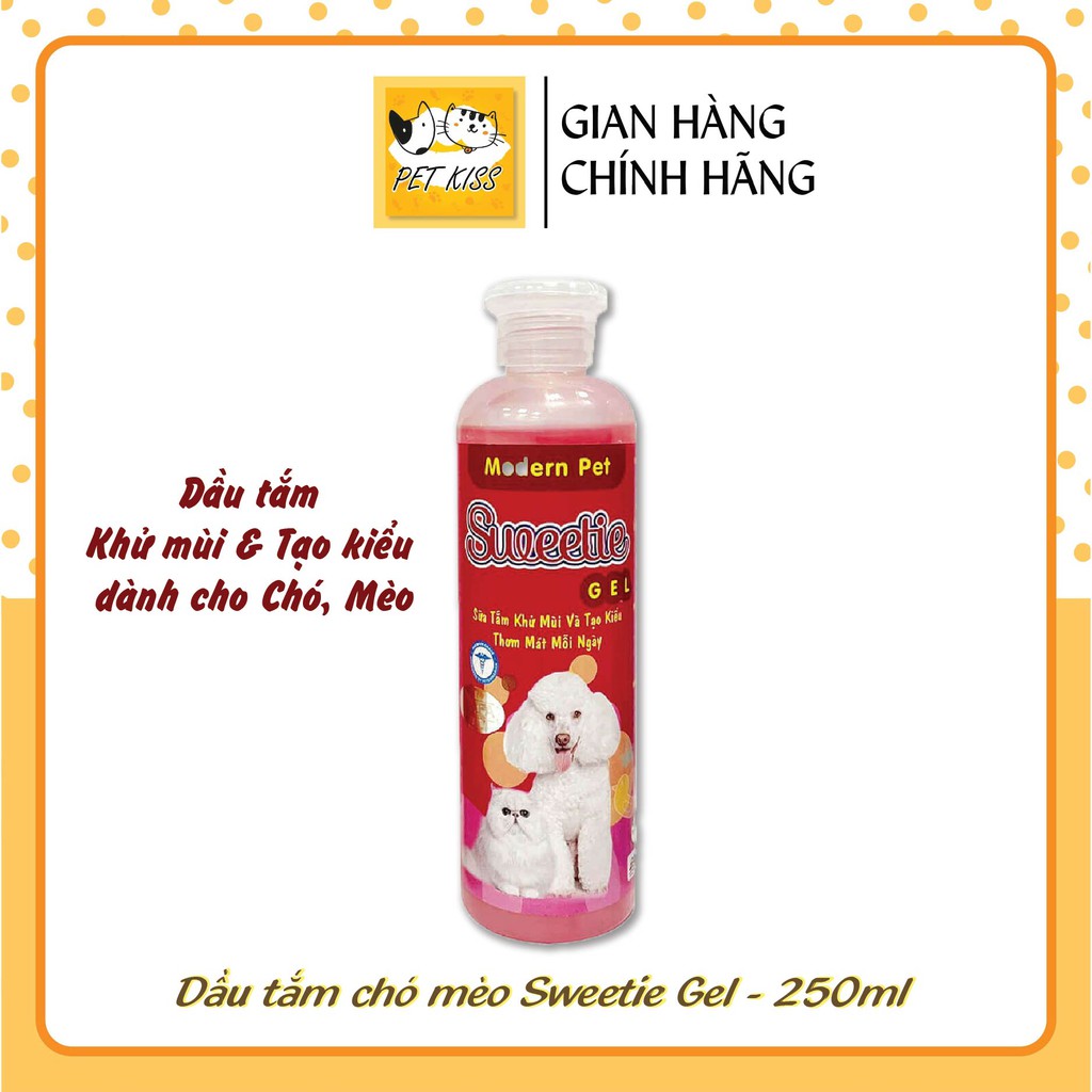 Dầu tắm khử mùi &amp; tạo kiểu dành cho Chó Mèo Modern Pet Sweetie Gel, 250ml