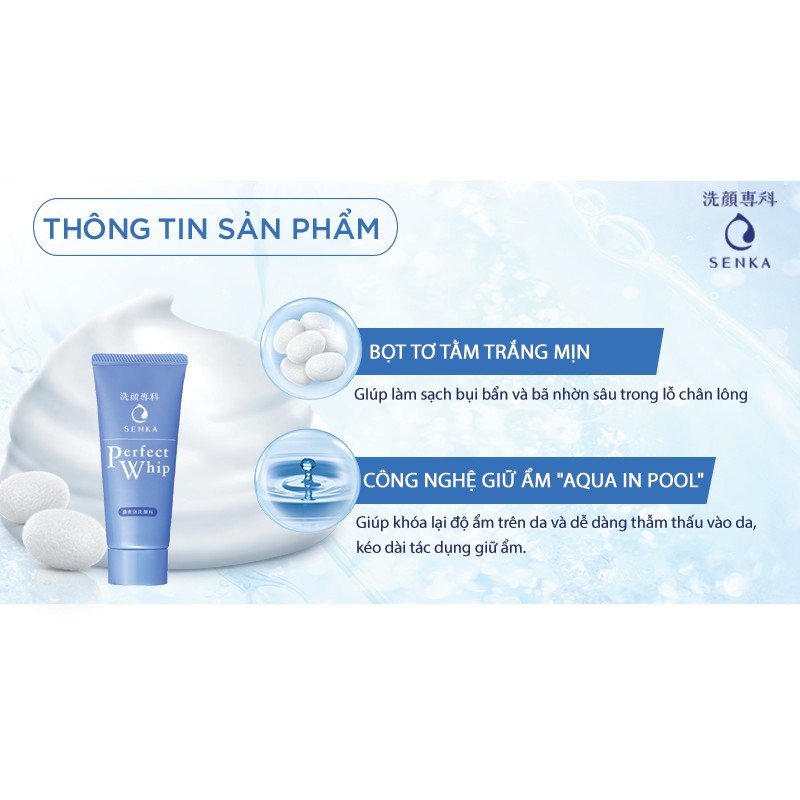 [HB Gift] Sữa rửa mặt tạo bọt chiết xuất tơ tằm trắng Senka Perfect Whip 50g | BigBuy360 - bigbuy360.vn