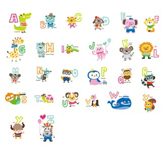 decal dán tường bảng chữ cái tiếng anh kèm con vật to