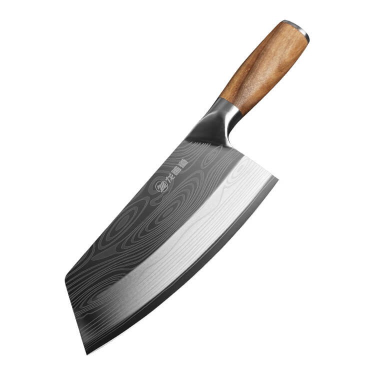 Dao bếp thái lọc,chặt gà không rỉ xịn, mặt dao dập chìm hoa văn, thiết kế nhật -TOPCOMSHOP hàng chính hãng-VDT124