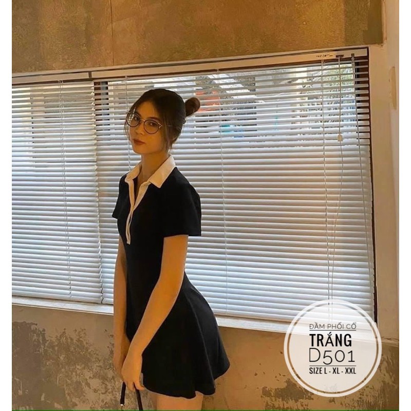 Bigsize Đầm phối cổ trắng D501 | BigBuy360 - bigbuy360.vn