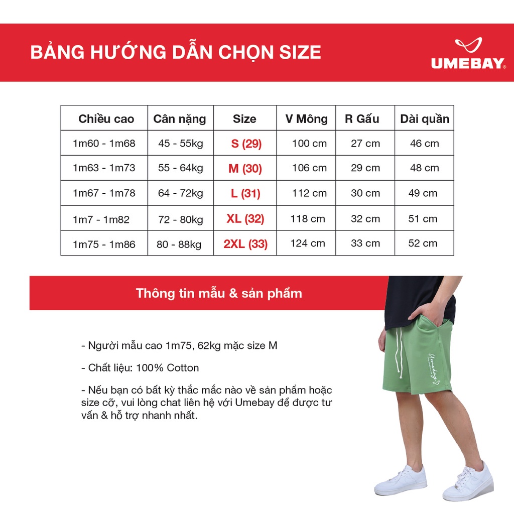 Quần short đùi nam nữ unisex in Umebay, sooc thun thể thao oversize Hàn Quốc Ulzzang UMS56