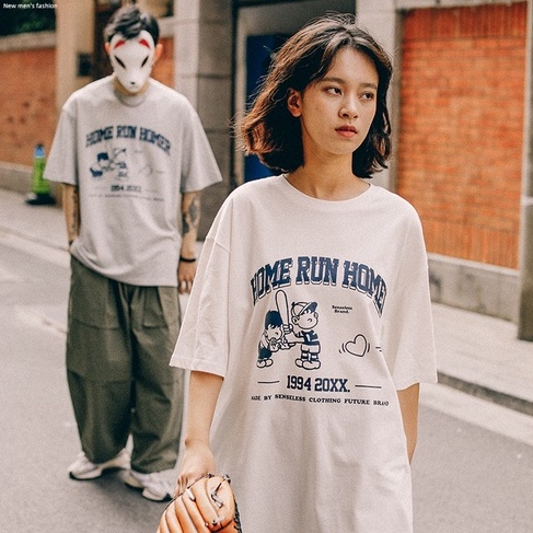 Áo thun ZHELIHANGFEI ngắn tay dáng rộng in chữ cá tính dễ phối đồ thời trang