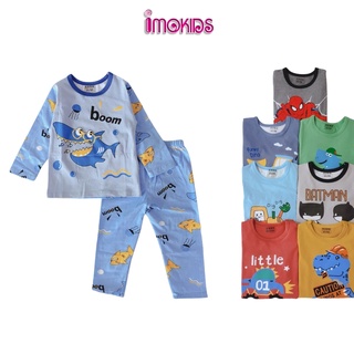Đồ bộ dài tay bé trai QiQi 9-23kg bộ thun dài tay Quảng Châu xuất Hàn chất cotton họa tiết dễ thương quần áo trẻ em dài
