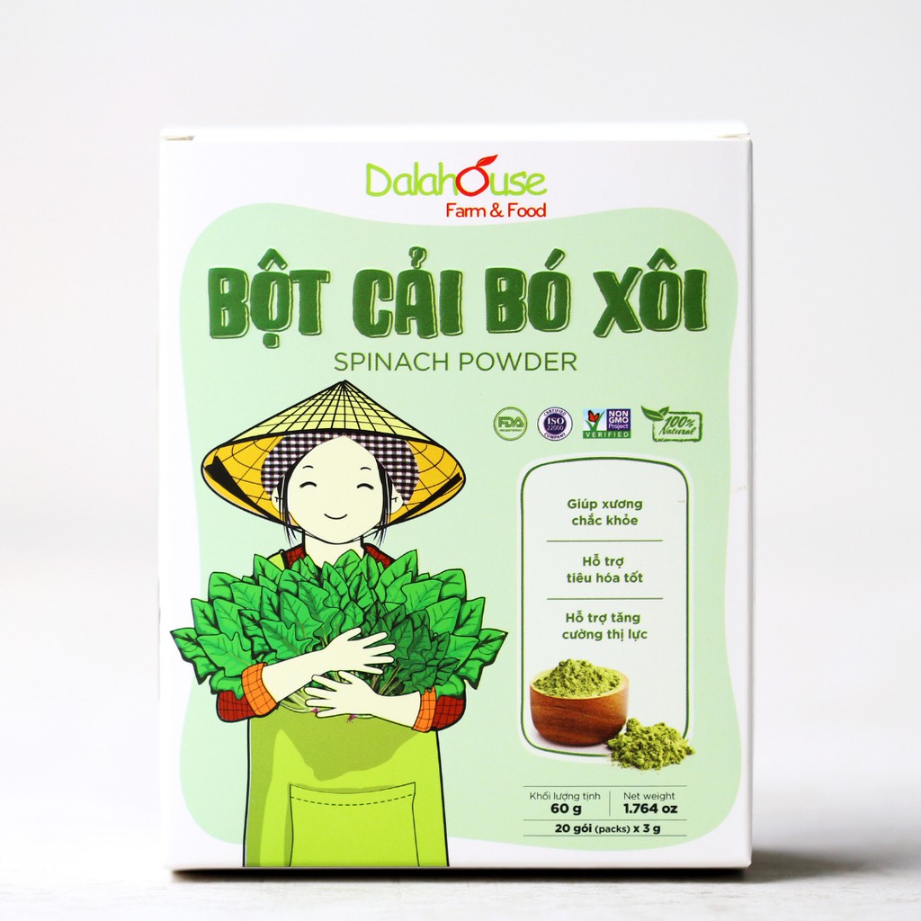 Bột Cải Bó Xôi Sấy Lạnh Dalahouse 60g (20 gói * 3g)