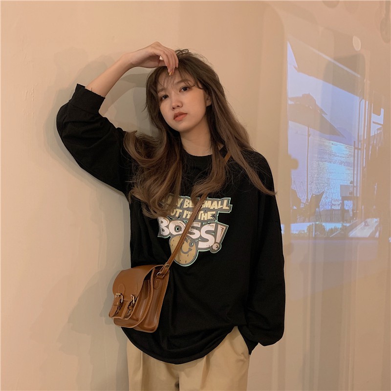 Áo thun nữ dài tay BOSS Unisex phong cách ulzzang Hàn Quốc thời trang
