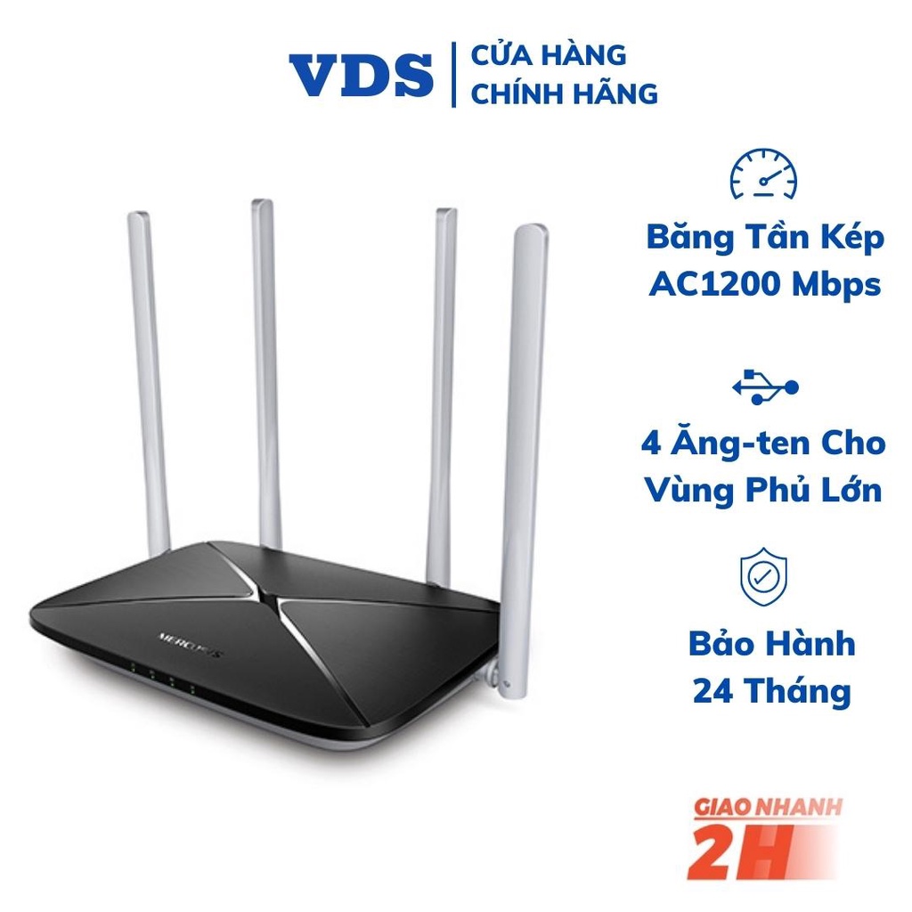 Bộ phát wifi mercusys, router wifi băng tần kép AC1200 - cục phát wifi AC12 chính hãng BH 24 tháng VDS shop