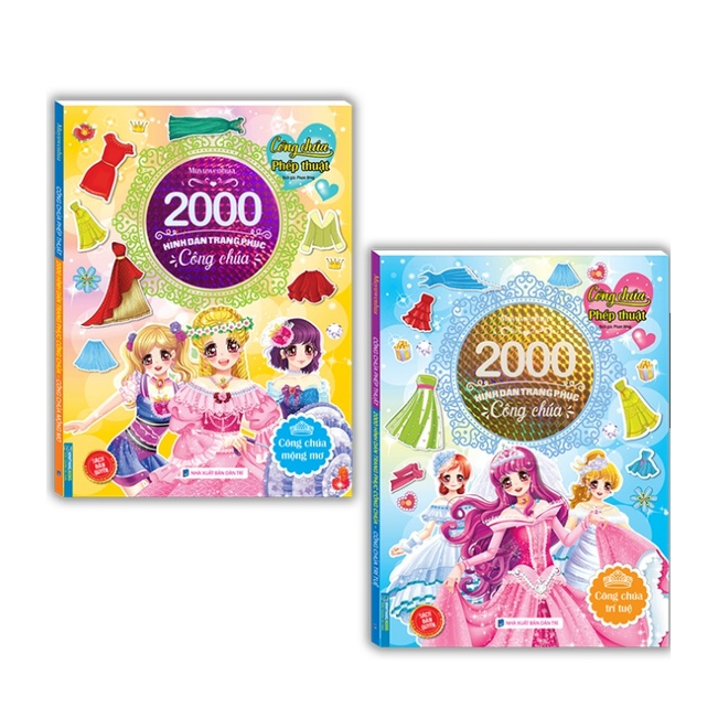 Sách - Combo 2cuốn 2000 hình dán trang phục công chúa(mộng mơ+trí tuệ)