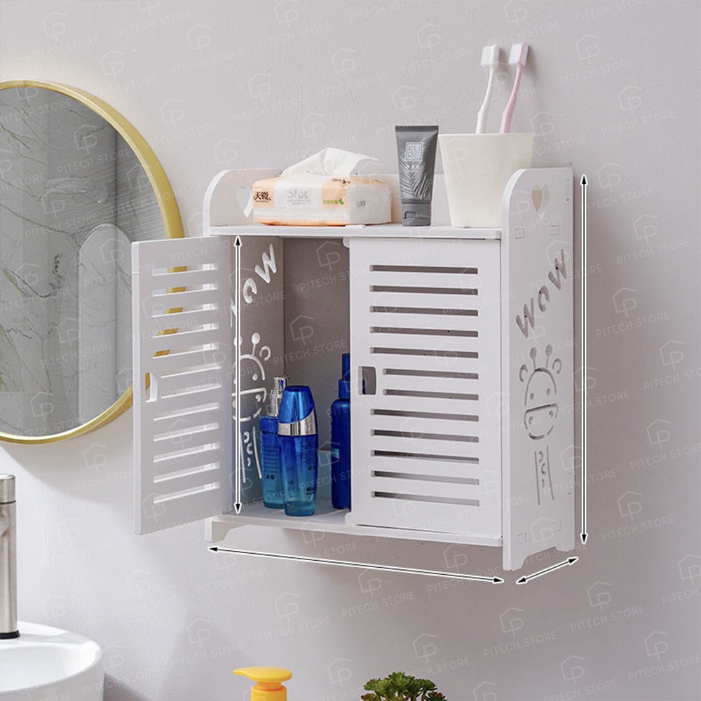 Tủ nhà tắm treo tường đựng mỹ phẩm, sữa rửa mặt chống nước tuyệt đối, màu trắng