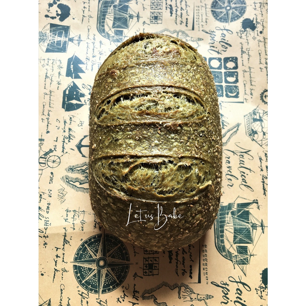 Matcha Japanese Green Tea Sourdough Bread 350g Bánh Mì Trà Xanh Men Chua Tự Nhiên