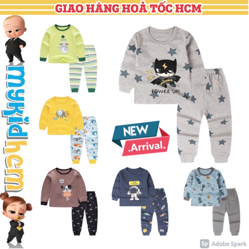 Đồ bộ dài tay bé trai in hình chú voi ngộ nghĩnh chất cotton mềm mịn, thoáng khí và an toàn cho bé