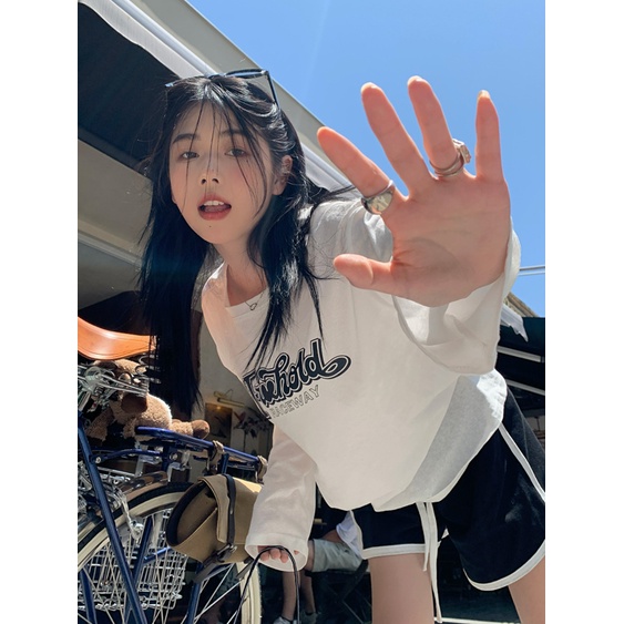 Áo Thun cotton Cổ Tròn Tay Dài In Chữ Thời Trang Dành Cho Nữ