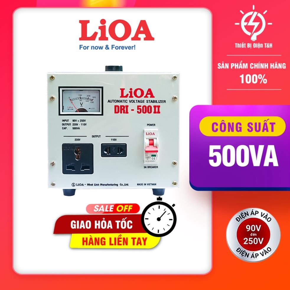 Ổn áp Lioa 0,5kva, DRI-500II, 1 pha, dải điện 90V - 250V