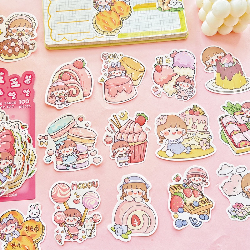 Set 100 tờ giấy dán/ giấy ghi chú hoạt hình KHÔNG KEO DÍNH