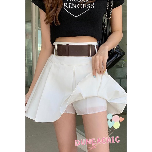 Chân Váy Ngắn Xếp Ly Phối Thắt Lưng Kiểu Retro Dễ Thương Cho Nữ