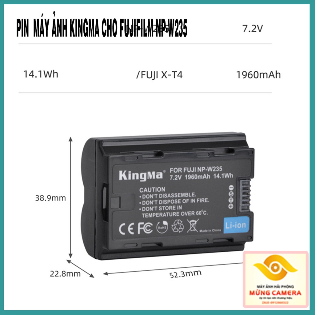 Pin Kingma cho Fujifilm X-T4, Kingma NP-W235