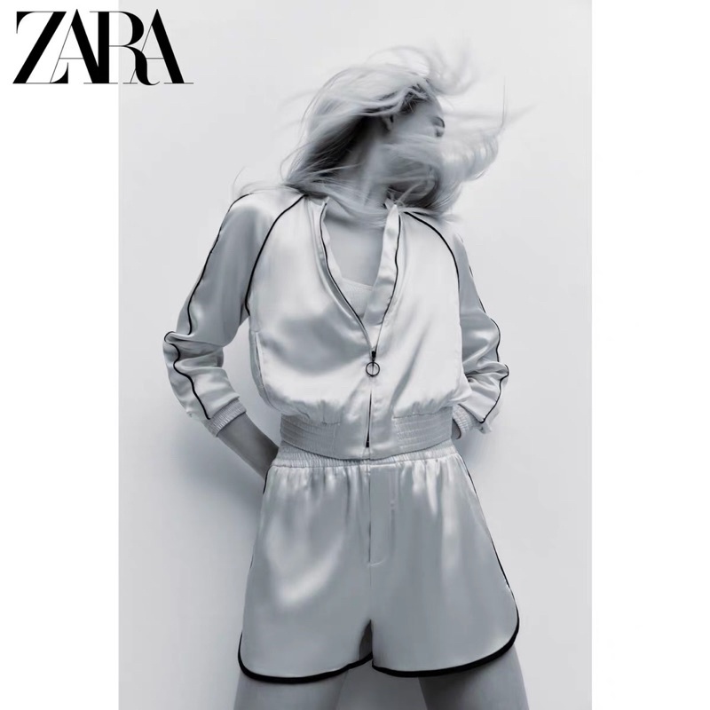 (Sẵn)Áo khoác bomber lụa Zaraa canh sale