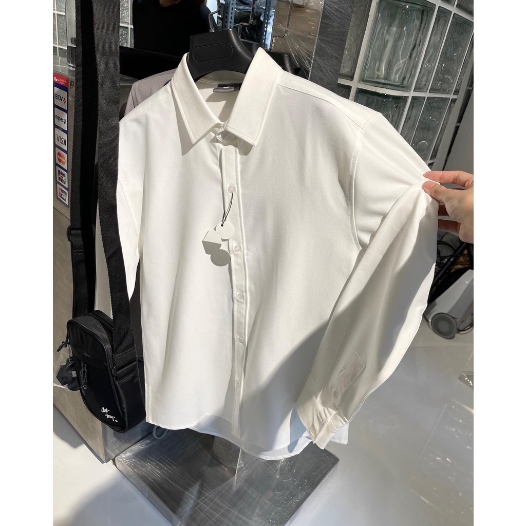 ÁO SƠ MI trắng gạo Basic KKL Tay Dài CHUOTTRANG