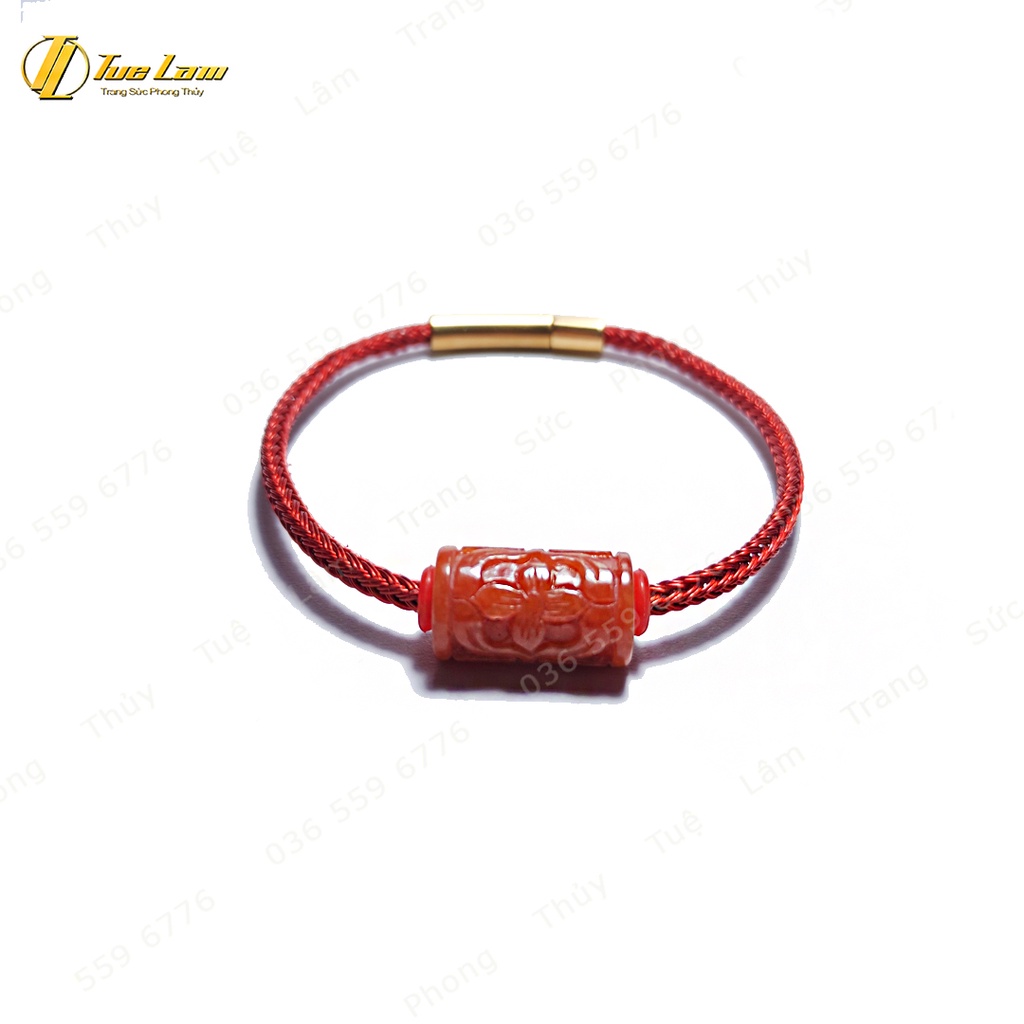 Vòng tay lu thống ngoc huyết khắc họa tiết tài lộc jadeit đỏ hợp mệnh hỏa, thổ, hanh thông, may mắn - Tuệ Lâm