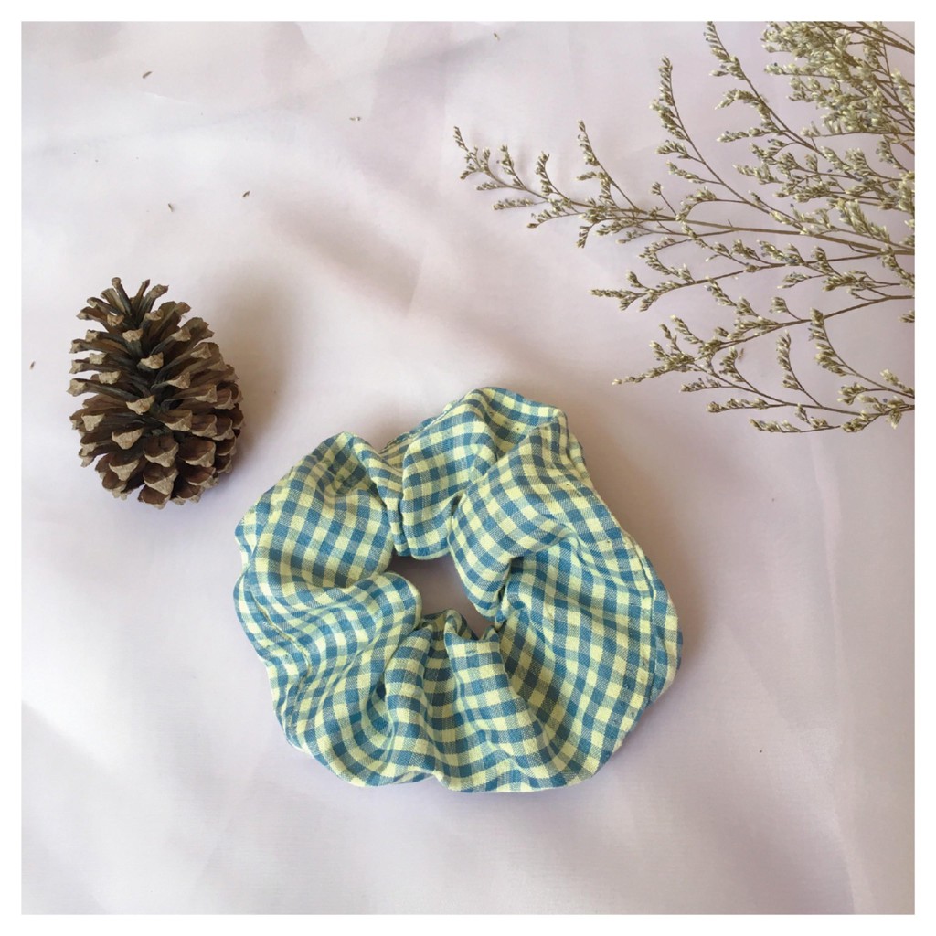 Sỉ lẻ Scrunchies kẻ caro phong cách vintage Hàn Quốc nhiều màu siêu dễ thương - Chun tóc + vòng tay đẹp độc lạ