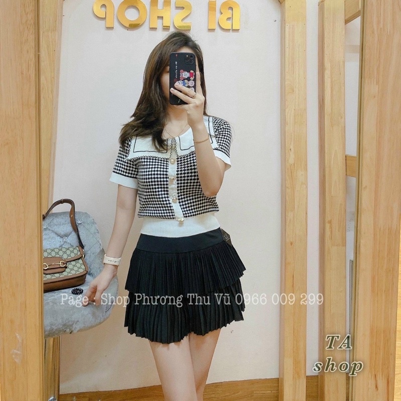 Áo len dệt phối  cổ