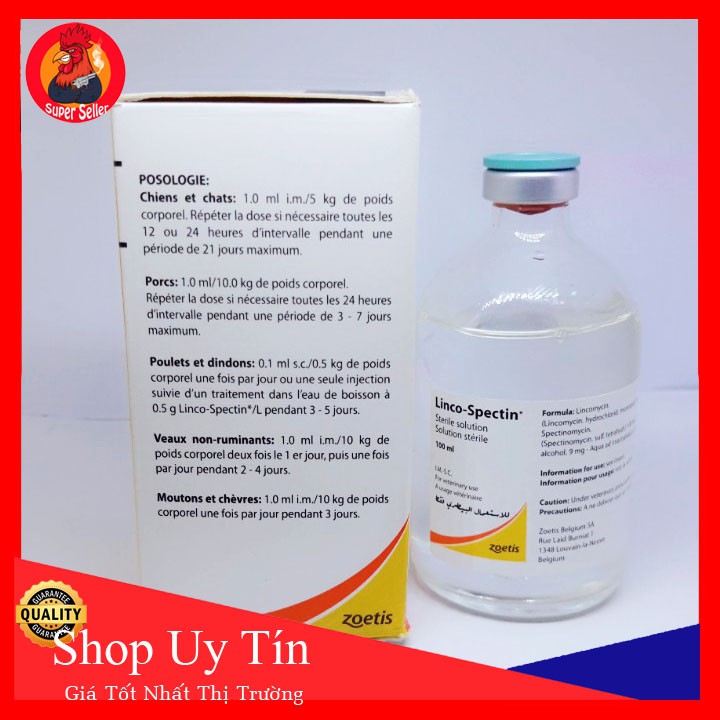 Linco Spectin 100ml-Hàng Nhập Khẩu Từ Mỹ Zoetis-Khò Khè Sỗ Mũi Chích Tang Gà Đá