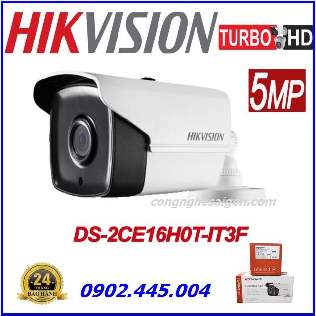 Camera Hikvision  HD-TVI  thân trụ hồng ngoại 40m ngoài trời 5MP DS-2CE16H0T-IT3F