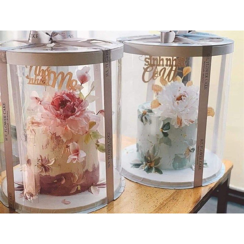 Hộp Mica đựng Bánh các size kèm Đế như hình