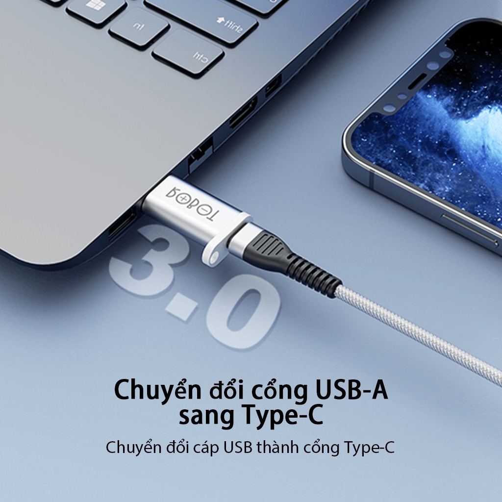 Đầu Chuyển Đổi OTG Cổng USB 3.0 Sang Type-C ROBOT RT-OTG03 - Chất Liệu Vỏ Kim Loại