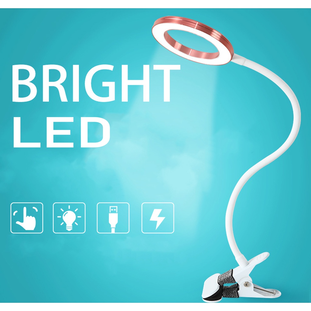 Đèn đọc sách Kim loại kẹp đa năng, 3 chế độ ánh sáng Led chống cận 3W (DK-T002)